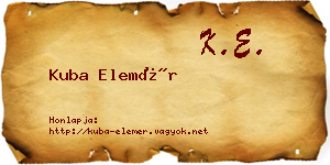 Kuba Elemér névjegykártya
